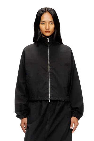 Diesel High-neck Technical Jogg Jeans Jacket In Black