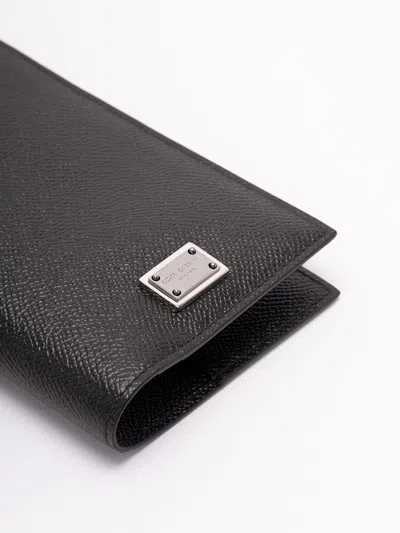 Dolce & Gabbana Calf Leather Passport Holder In Black
