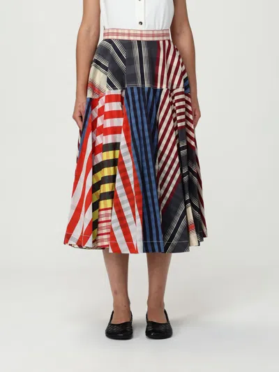 Bottega Veneta Womens Mid-waist Slip-pocket Cotton And Silk-blend Midi Skirt Multicolor In Multi