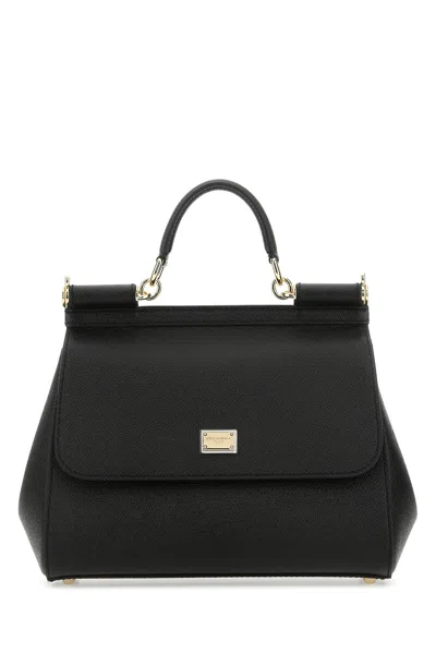 Dolce & Gabbana Women Black Leather Medium Sicily Handbag