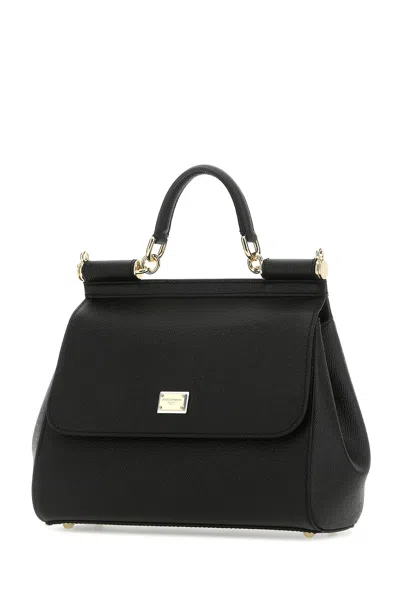 Dolce & Gabbana Women Black Leather Medium Sicily Handbag
