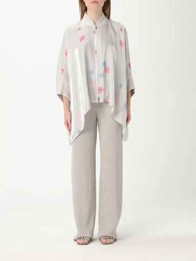 Emporio Armani Fluid Viscose Tunic With All-over Floral Print In White