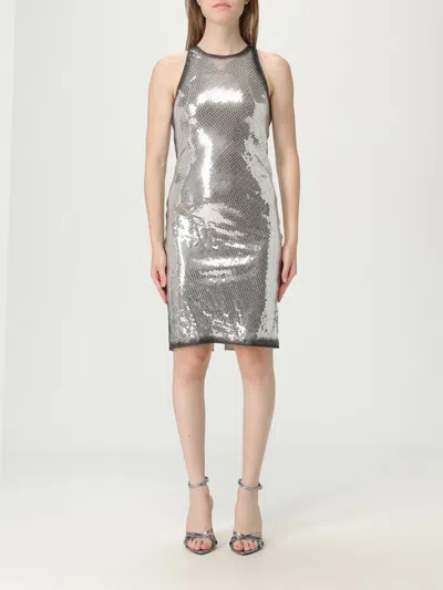 Attico Silver Sequins A-line Mini Dress In Silver