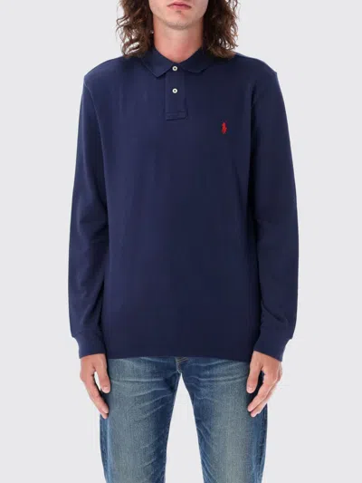 Polo Ralph Lauren Long-sleeved Polo Shirt With Classic Collar In Blue