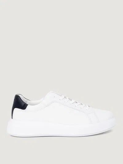 Calvin Klein Low Top Lace Up Lth Sneakers In White
