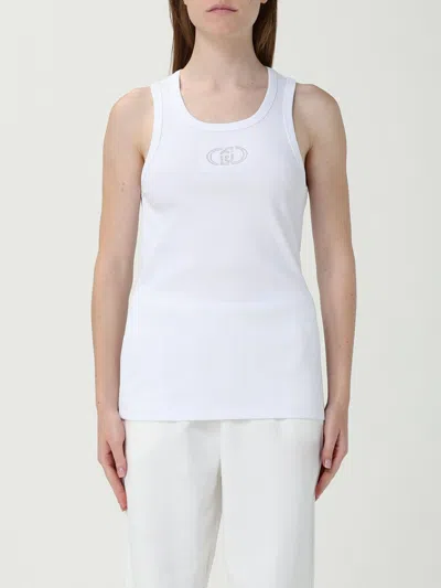 Liu •jo Liu Jo Logo Embroidered Ribbed Top In White