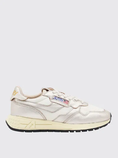 Autry White And Gold Leather Reelwind Sneakers In Multi