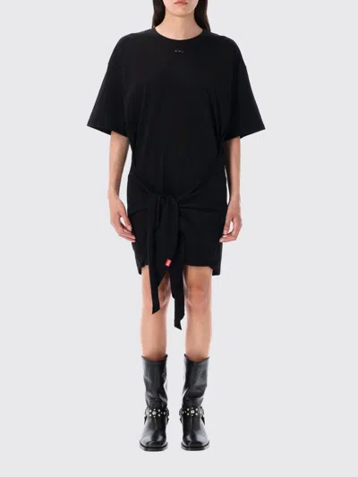Diesel T-shirt Dress With Tie Front In Black