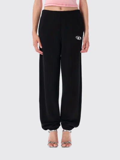 Diesel Straight Trousers With Elastic Waistband And Side Pockets In Black