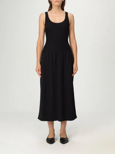 Theory Midi Dress In Textured Cotton-blend In Black