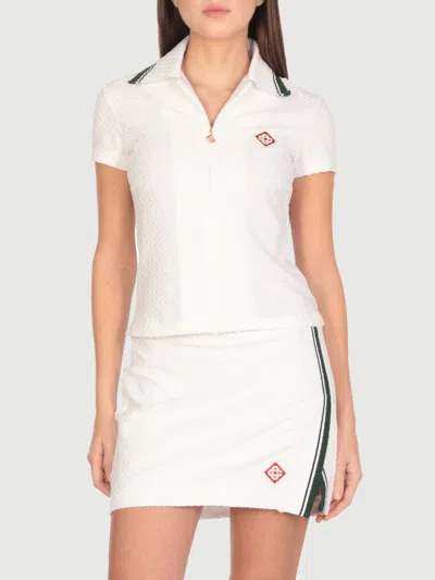 Casablanca Women Ribbed Collar Shirt In White