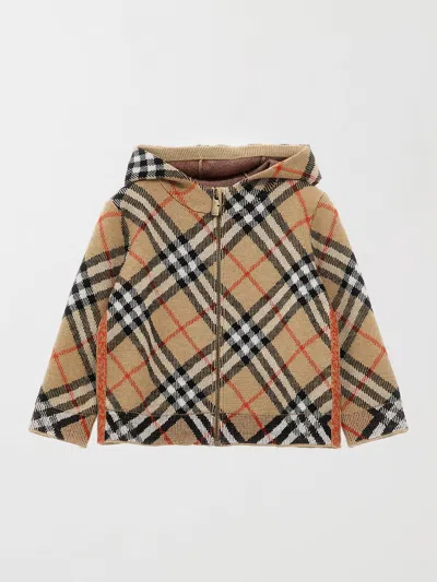 Burberry Checked Wool-blend Hoody 6-24 Months Sand Ip Check In Multi