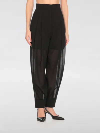 Philosophy Di Lorenzo Serafini High Waist Wool Pants With Sheer Panels In Black