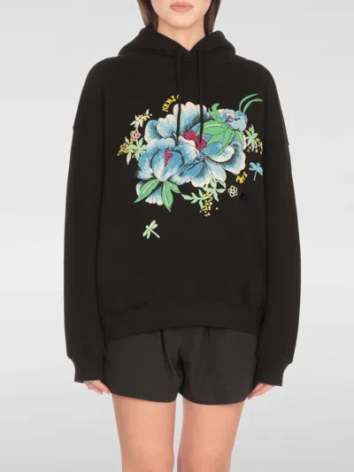 Kenzo Long-sleeved Hooded Hoodie In Black