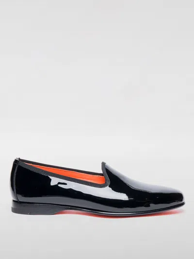 Santoni Andrea Black Patent Leather Loafers In Black