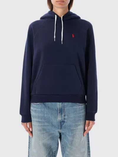 Polo Ralph Lauren Logo Embroidery Hoodie Sweatshirt Blue In Blue