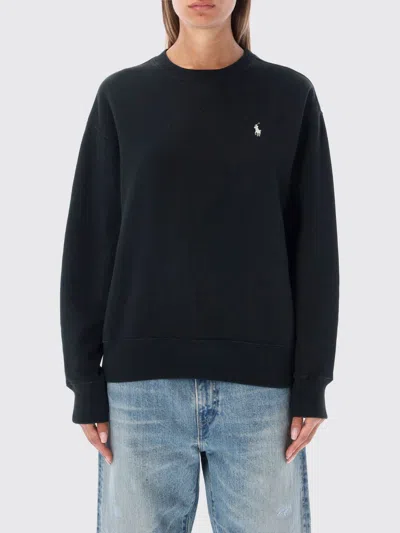 Polo Ralph Lauren Pony Crewneck In Soft Cotton Blend In Black