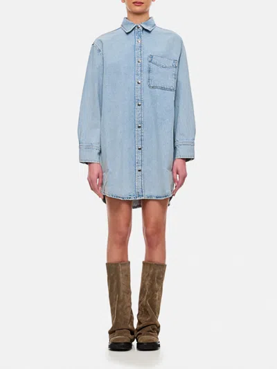 Frame Denim Shirtdress Buttoned Cuffs In Blue