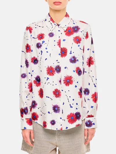 Gabriela Hearst Floral-print Front Button Blouse With Classic Collar In Multi