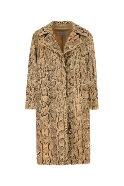 Dries Van Noten Ricca Python-print Sequin-embellished Coat In Brown