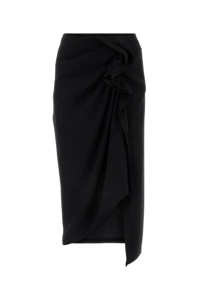 Dries Van Noten Ruffle-trim Cotton Midi Skirt In Black