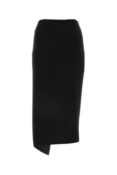 Dries Van Noten Ruffle-trim Cotton Midi Skirt In Black