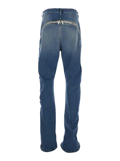 Drkshdw Bolan Banana Blue Jeans With Front Slits With Zip In Denim Man In Blue