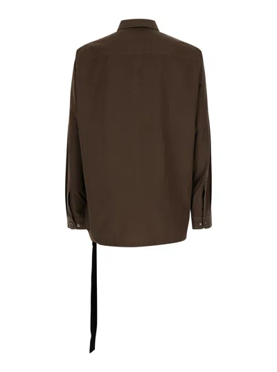 Drkshdw Brown Shirt With Oversize Band And Buttons In Cotton