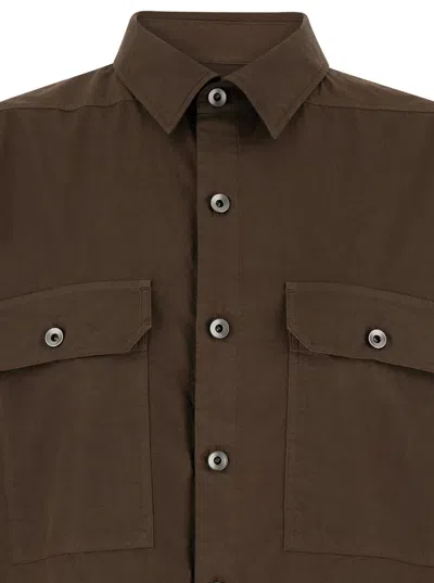 Drkshdw Brown Shirt With Oversize Band And Buttons In Cotton