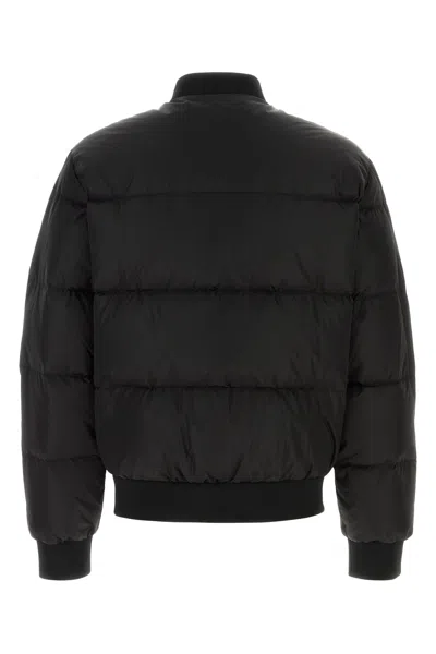 Dsquared2 Classic Black Puffer Bomber Jacket With Ribbed Cuffs In Black