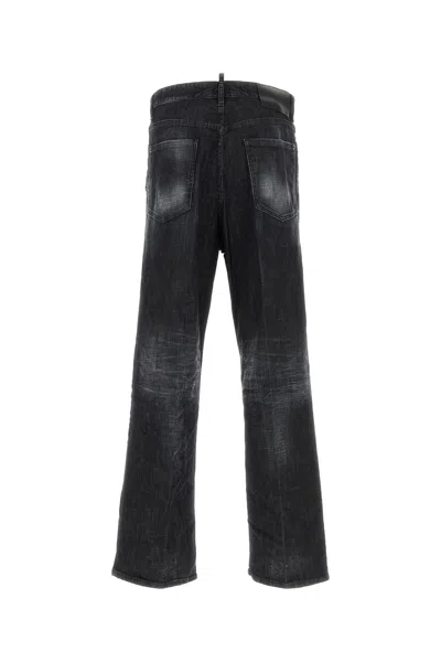 Dsquared2 Dsquared Men Black Stretch Denim Loose Jeans In Black