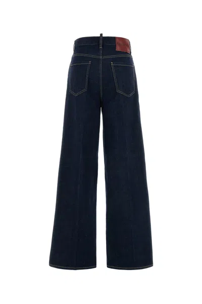 Dsquared2 Dsquared Stretch Denim Traveller Wide Leg Jeans In Blue