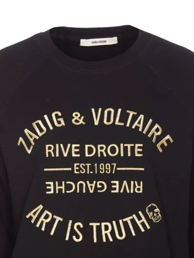 Zadig & Voltaire Logo-embroidered Organic-cotton Sweatshirt In Black