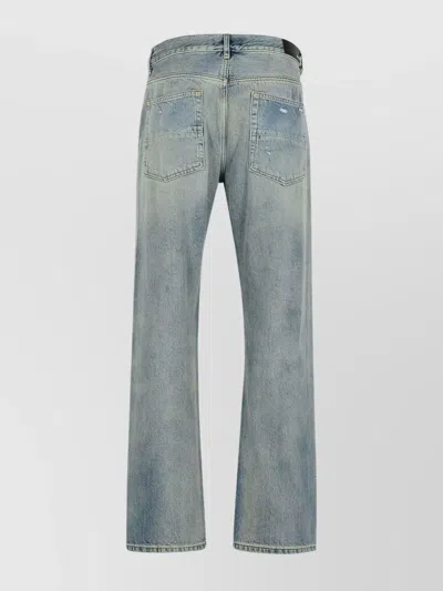 Amiri Straight Leg Mid-rise Distressed Trousers In Gray