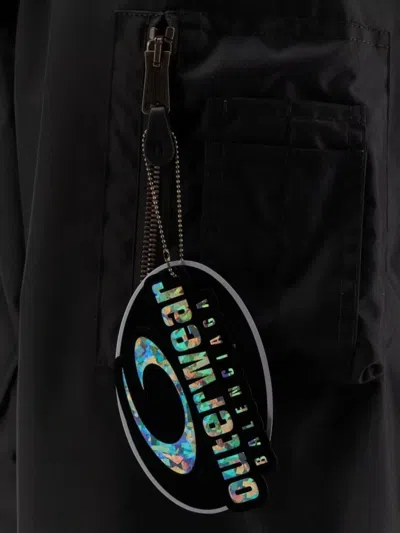 Balenciaga Black Polyamide Large Fit Bomber Jacket In Black