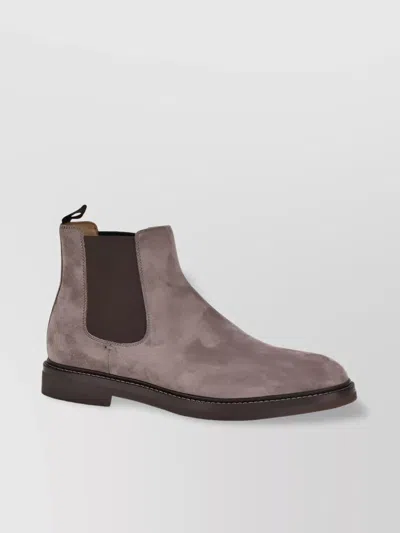 Brunello Cucinelli Suede Block Heel Ankle Boots