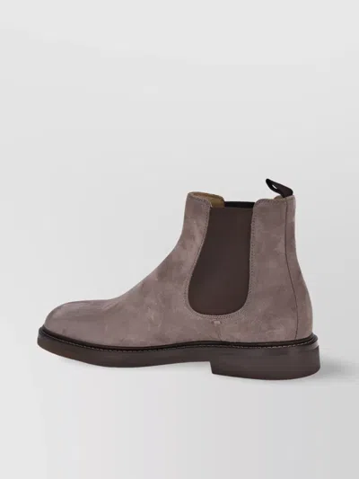 Brunello Cucinelli Suede Block Heel Ankle Boots