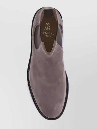 Brunello Cucinelli Suede Block Heel Ankle Boots