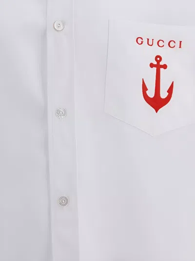 Gucci Cotton Shirt With Front Patch Pocket In White