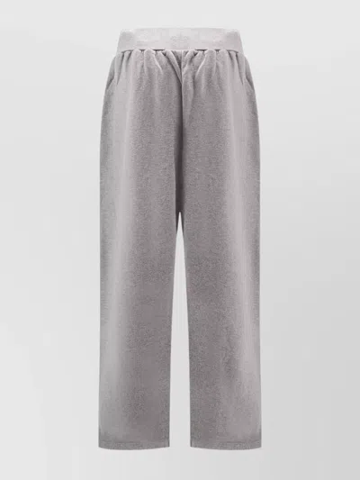 Balenciaga Wide Leg Cotton Jogging Trousers In Gray