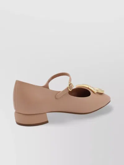 Ferragamo Buckle Round Toe Ballerina Shoes