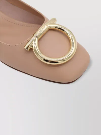 Ferragamo Buckle Round Toe Ballerina Shoes