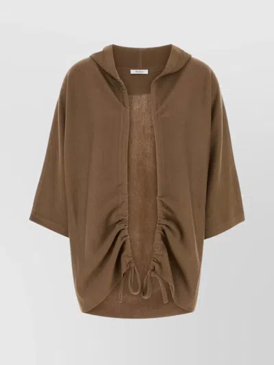 Max Mara Aster Cardigan With Drawstring Detail And Hood In Brown