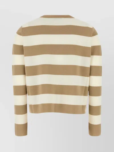 Max Mara Wool Sweater With Embroidered Stripes And Crew Neck