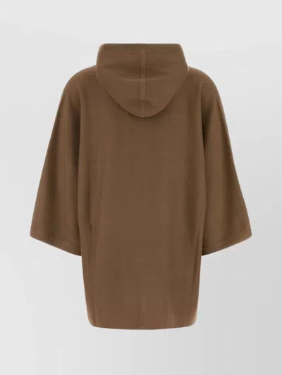 Max Mara Aster Cardigan With Drawstring Detail And Hood In Brown