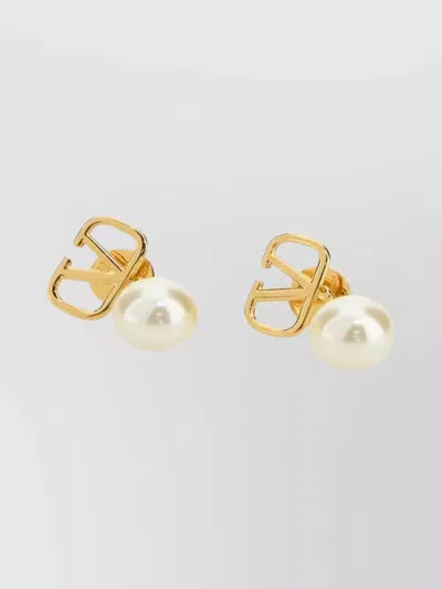 Valentino Gold Metal Vlogo Signature Earrings