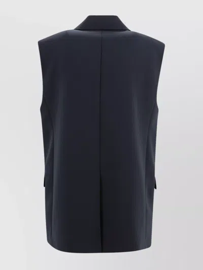 S Max Mara Sleeveless Double-breasted Blazer Notched Lapel In Blue