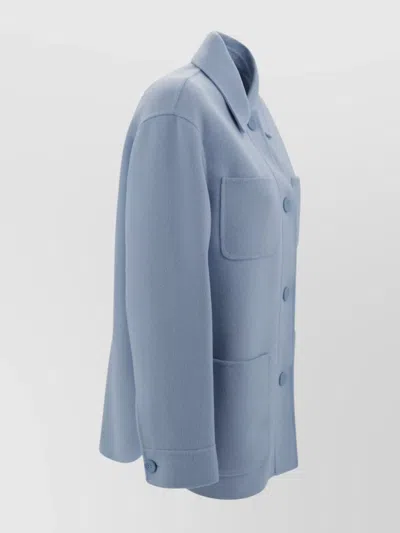 's Max Mara Collared Long Sleeves Patch Pockets Jacket In Blue