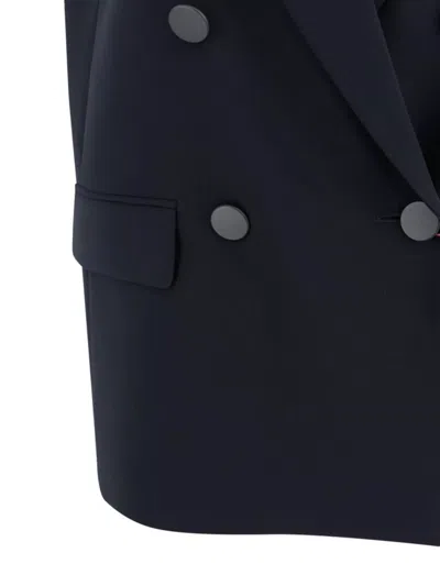 S Max Mara Sleeveless Double-breasted Blazer Notched Lapel In Blue