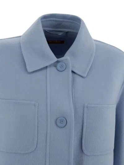 's Max Mara Collared Long Sleeves Patch Pockets Jacket In Blue